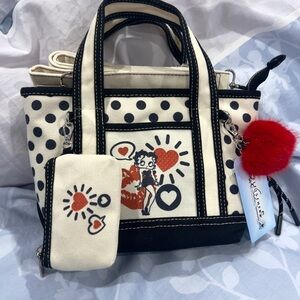 Betty Boop Black and White Tote with Heart Design
